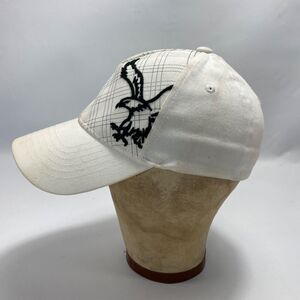 American Eagle Outfitters Womens Cap Hat White Plaid Embroidered Eagle S/M